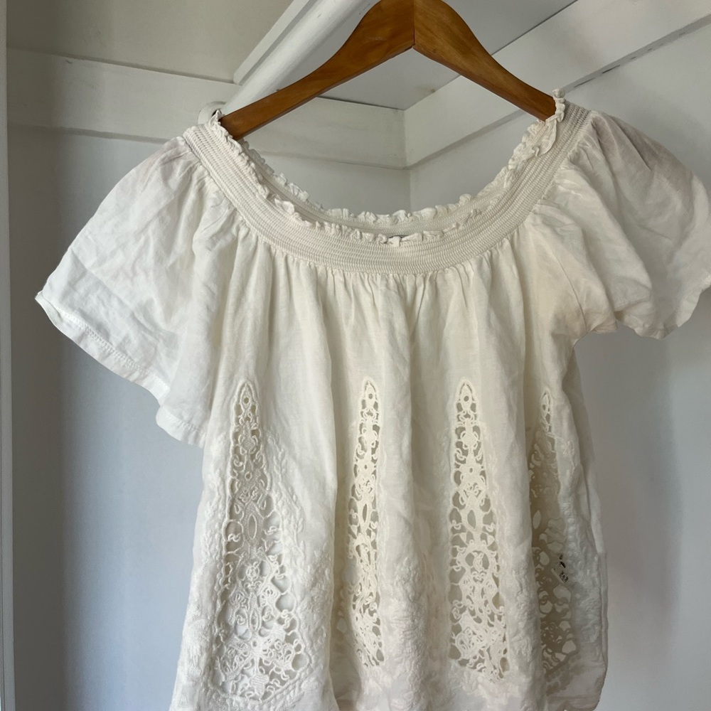 Zara White Embroidered Blouse